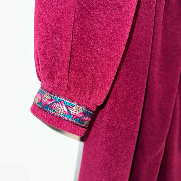 Vintage Vanity Fair Wine Red Half Zip Nightgown Housecoat Women’s Size Small 70s - Picture 4 of 12